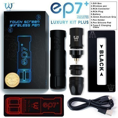 Black AVA Premium Wireless Tattoo GT Pen - 3.5mm EP7 plus Luxury Kit