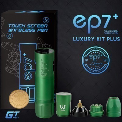 Green AVA Premium Wireless Tattoo GT Pen - 3.5mm EP7 plus Luxury Kit