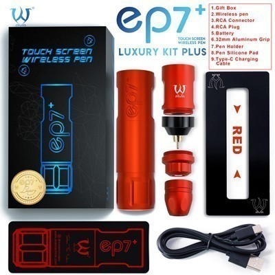 Red AVA Premium Wireless Tattoo GT Pen - 3.5mm EP7 plus Luxury Kit
