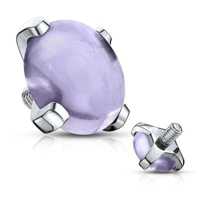 14g Steel Internally Threaded Round Semi Precious Stone Prong Set Dermal Tops