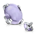 14g Steel Internally Threaded Round Semi Precious Stone Prong Set Dermal Tops