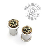 2g Ancient Remains Rubber Eyelet Insert - Brass Skull