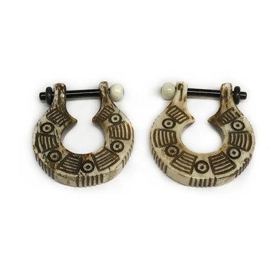 12g Antiqued Bone Stirrups with Black Water Buffalo Horn Posts - Style RU9