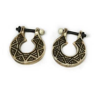 12g Antiqued Bone Stirrups with Black Water Buffalo Horn Posts - Style RU10