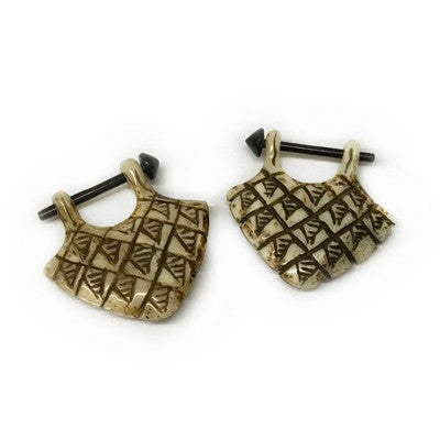 12g Antiqued Bone Stirrups with Black Water Buffalo Horn Posts - Style RU12