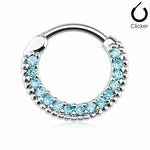 16g 3/8" Round Bar 14k Gold Plated Surgical Steel Jeweled Septum / Cartilage Clicker