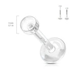 Bio Flex 14 & 16 Gauge Clear Piercing Retainer with 3mm Removable Push-In Top