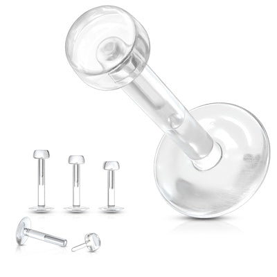 Bio Flex 14 & 16 Gauge Clear Piercing Retainer with 3mm Removable Push-In Top