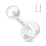 Bio Flex 14 & 16 Gauge Clear Piercing Retainer with 3mm Removable Push-In Top