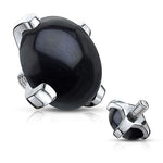 14g Steel Internally Threaded Round Semi Precious Stone Prong Set Dermal Tops