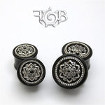 Black Dog Wood Chandi Mandala In Sterling Silver with Milligrain Accent and Jet Cabochon