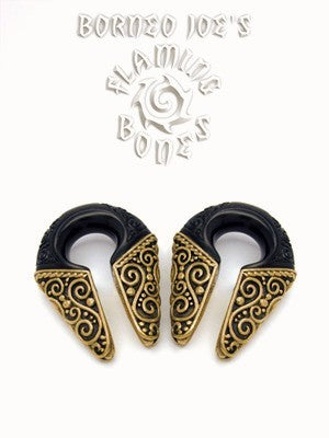 9/16" Black Dogwood and Bronze Filigrana Ear Weights