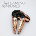 Hand Carved Black Dogwood Sayagata Ear Weights with Brass and Shaku-do