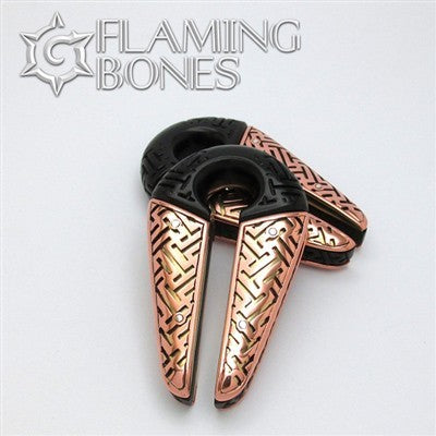 Hand Carved Black Dogwood Sayagata Ear Weights with Brass and Shaku-do