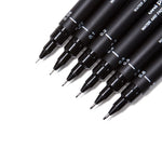 Black Drawing Pens - Set of 6 with Assorted Tips