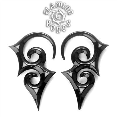 Black Horn Hanger with Bone Inlay Accents
