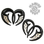 Black Water Buffalo Horn Chalaz Lattice Hooks with Silver Accents