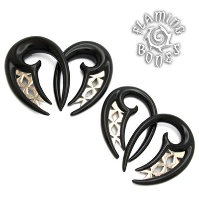Black Water Buffalo Horn Chalaz Lattice Hooks with Silver Accents