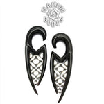 Black Water Buffalo Horn Ona-Gani Lattice Hooks with Silver Accents