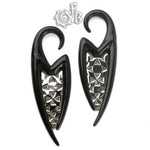 Black Water Buffalo Horn Ona-Gani Lattice Hooks with Silver Accents