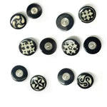 Black Water Buffalo Horn with Bone Dust Symbol Inlay for 14g or 12g Internally Threaded Body Jewelry