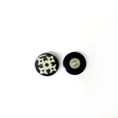 Black Water Buffalo Horn with Bone Dust Symbol Inlay for 14g or 12g Internally Threaded Body Jewelry