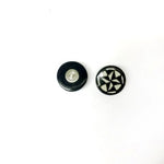 Black Water Buffalo Horn with Bone Dust Symbol Inlay for 14g or 12g Internally Threaded Body Jewelry