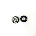 Black Water Buffalo Horn with Bone Dust Symbol Inlay for 14g or 12g Internally Threaded Body Jewelry