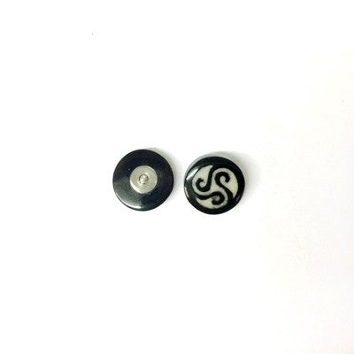 Black Water Buffalo Horn with Bone Dust Symbol Inlay for 14g or 12g Internally Threaded Body Jewelry