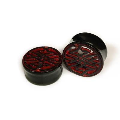Black Water Buffalo Horn with Lacquer Inlay Lattice Eyelets - Style EHL10