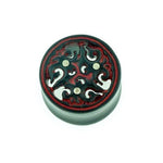 Black Water Buffalo Horn with Lacquer Inlay Lattice Eyelets - Style EHL1