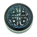 Black Water Buffalo Horn with Lacquer Inlay Lattice Eyelets - Style EHL2