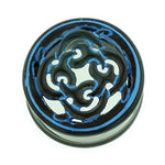 Black Water Buffalo Horn with Lacquer Inlay Lattice Eyelets - Style EHL5