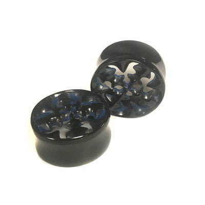 Black Water Buffalo Horn with Lacquer Inlay Lattice Eyelets - Style EHL8