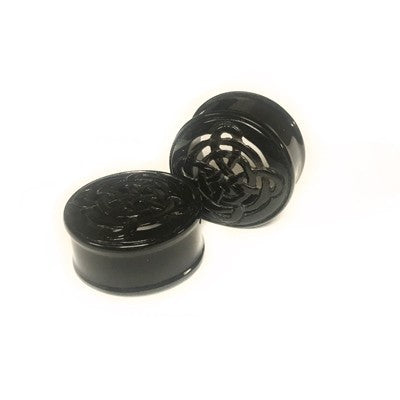 Black Water Buffalo Horn with Lacquer Inlay Lattice Eyelets - Style EHL9
