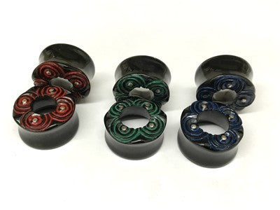 Black Water Buffalo Horn with Lacquer Inlay and Accent Sculptural Eyelets