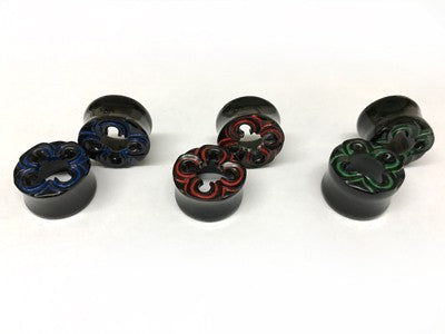 Black Water Buffalo Horn with Lacquer Inlay Sculptural Eyelets