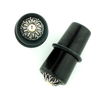 Black Dog Wood Long Tapered Plugs with Silver Inlay