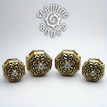 Brass Jeweled Lotus Ear Weight with Inlayed Accent