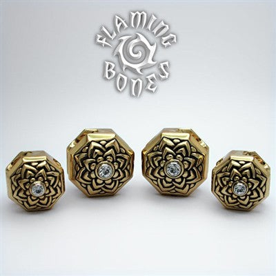 Brass Jeweled Lotus Ear Weight with Inlayed Accent
