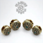 Brass Jeweled Lotus Ear Weight with Inlayed Accent