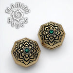Brass Jeweled Lotus Ear Weight with Inlayed Accent