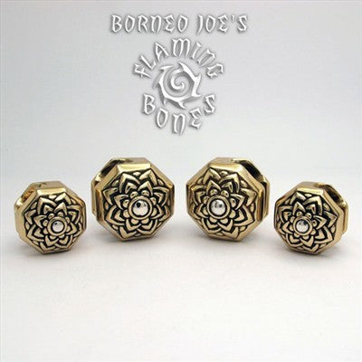 Brass Jeweled Lotus Ear Weight with Inlayed Accent