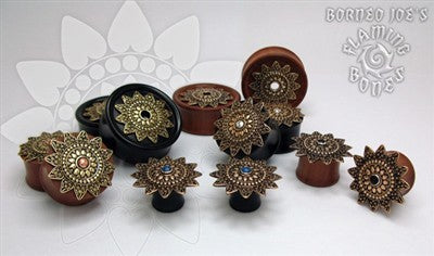Brass Lotus Sun Eyelet on Wood or Horn