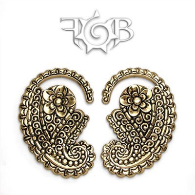 8g Brass Paisley Ear Weights