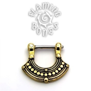 Brass Septum Klikr with Surgical Steel Post - Filigree Fan - Uchiwa