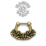 Brass Septum Klikr with Finely Detailed Floral Pattern and Surgical Steel Post - Chantri