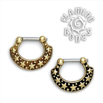 Brass Septum Klikr with Surgical Steel Post - Astro