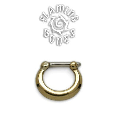 Brass Septum Klikr with Surgical Steel Post - Beveled Crescent