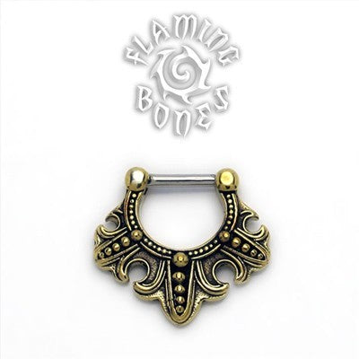 Brass Septum Klikr with Surgical Steel Post - Fleur